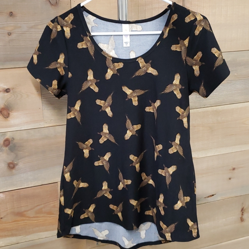 Lularoe XXS Classic Tee black with birds